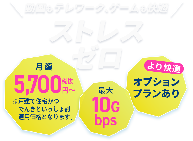 動画もテレワーク、ゲームも快適　ストレスゼロ