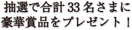 抽選で合計33名さまに豪華賞品をプレゼント！