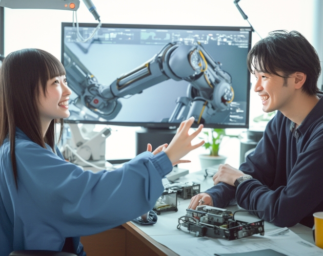 ロボットを使用した打ち合わせシーン