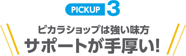 PICKUP3  ピカラショップは強い味方サポートが手厚い!