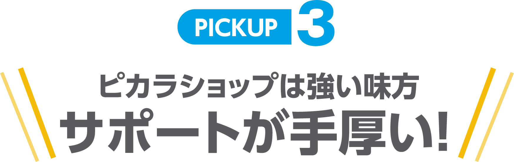 PICKUP3  ピカラショップは強い味方サポートが手厚い!